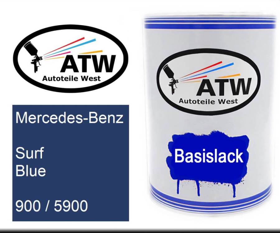 Mercedes-Benz, Surf Blue, 900 / 5900: 500ml Lackdose, von ATW Autoteile West.